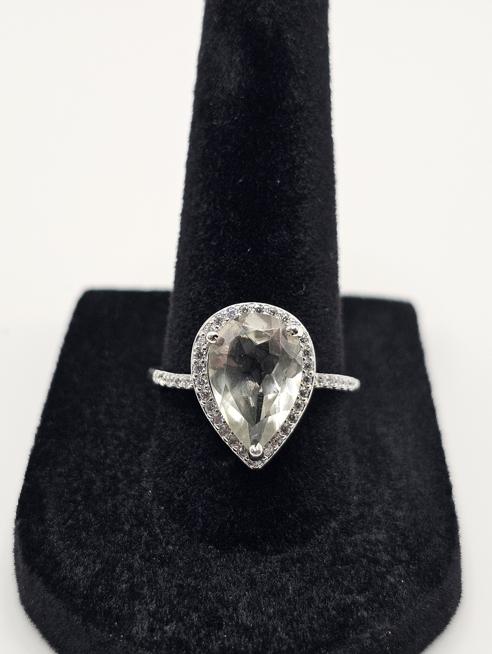 Green Amethyst With Halo S925 Size 8